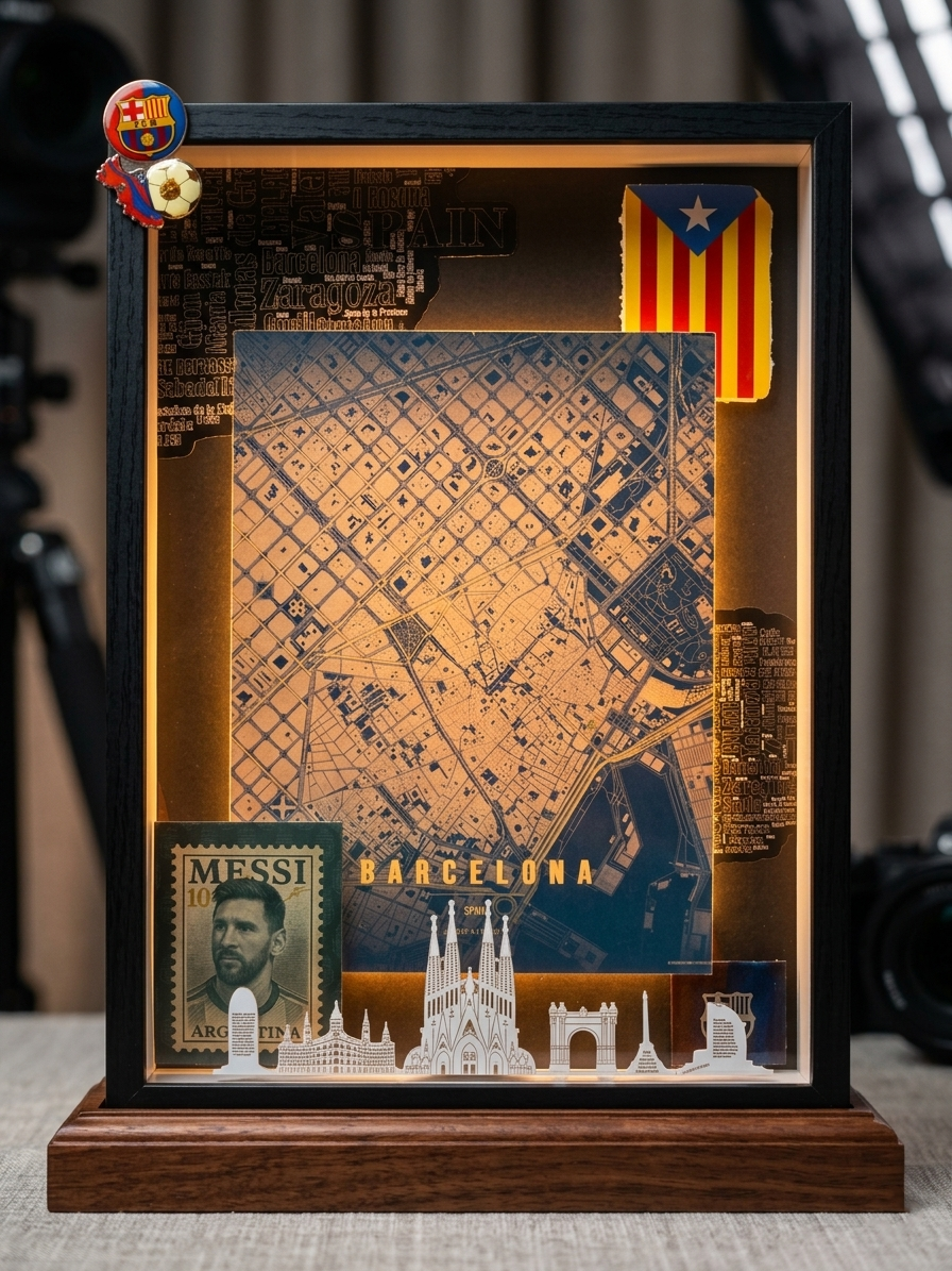 Barcelona Shadow Box | روح المدينة في إطار مضيء