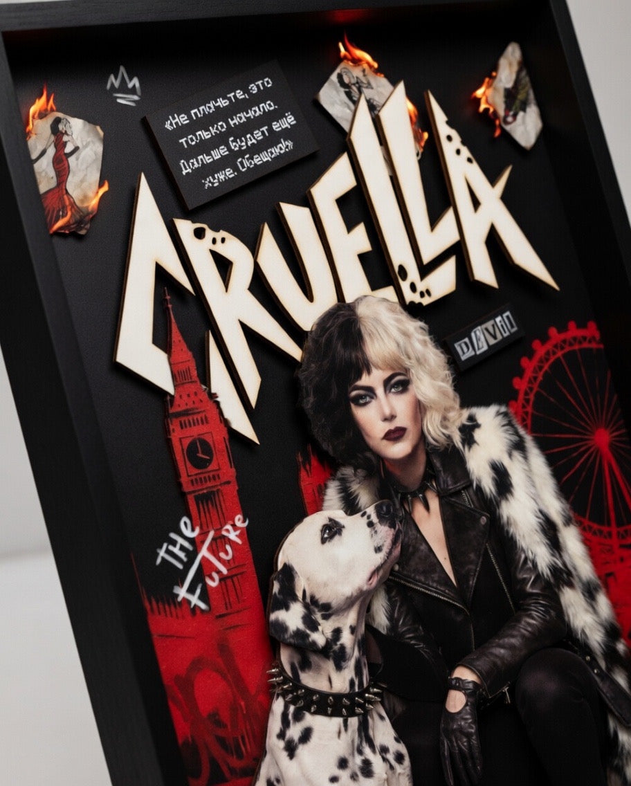 كرويلا دي فيل: ملكة الشر | صندوق الظل ثلاثي الأبعاد (Cruella de Vil: Queen of Mean Shadow Box)