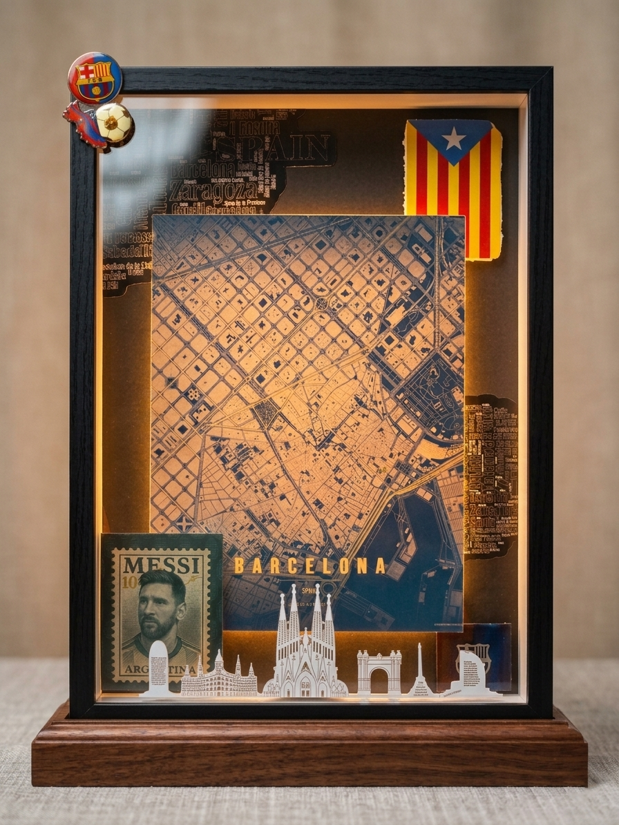Barcelona Shadow Box | روح المدينة في إطار مضيء